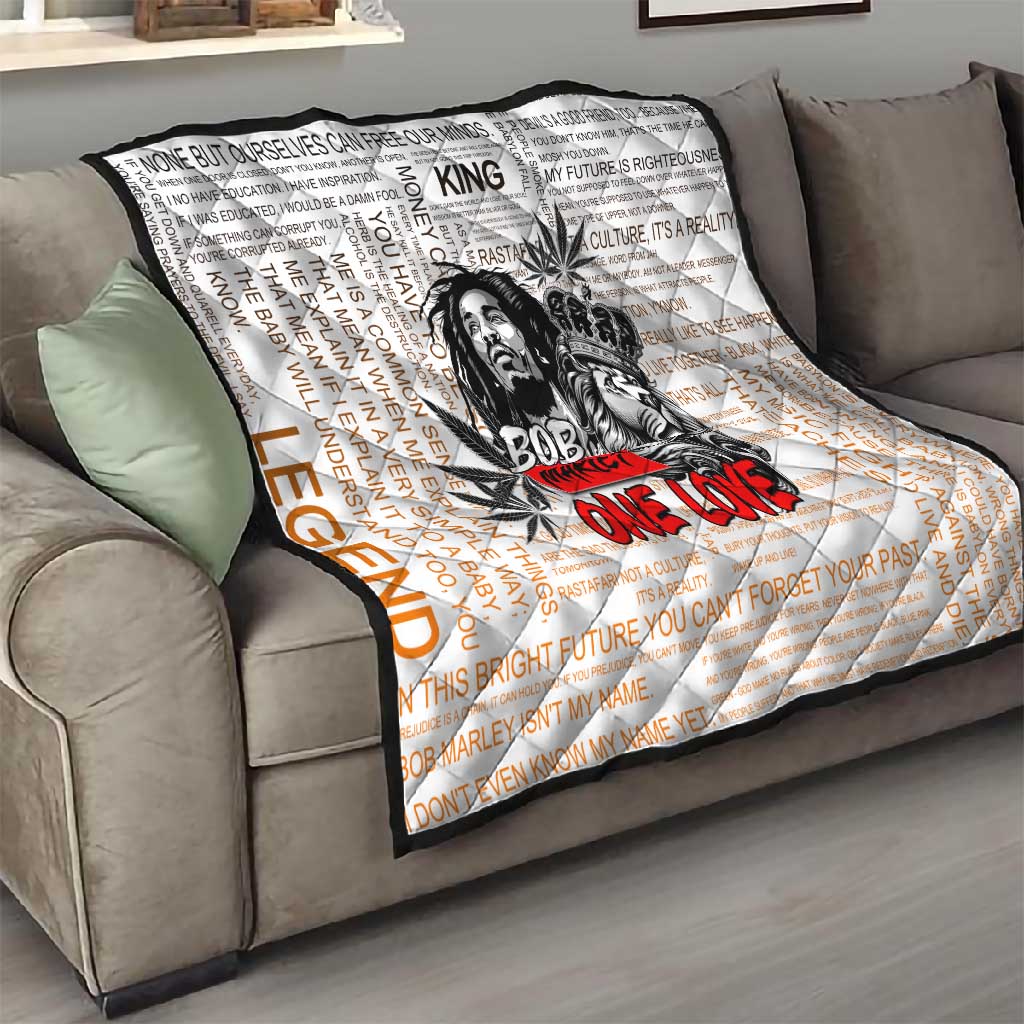 Afro King of Reggae Legend Bob Quilt Rastafari Lion Cannabis Typography Style