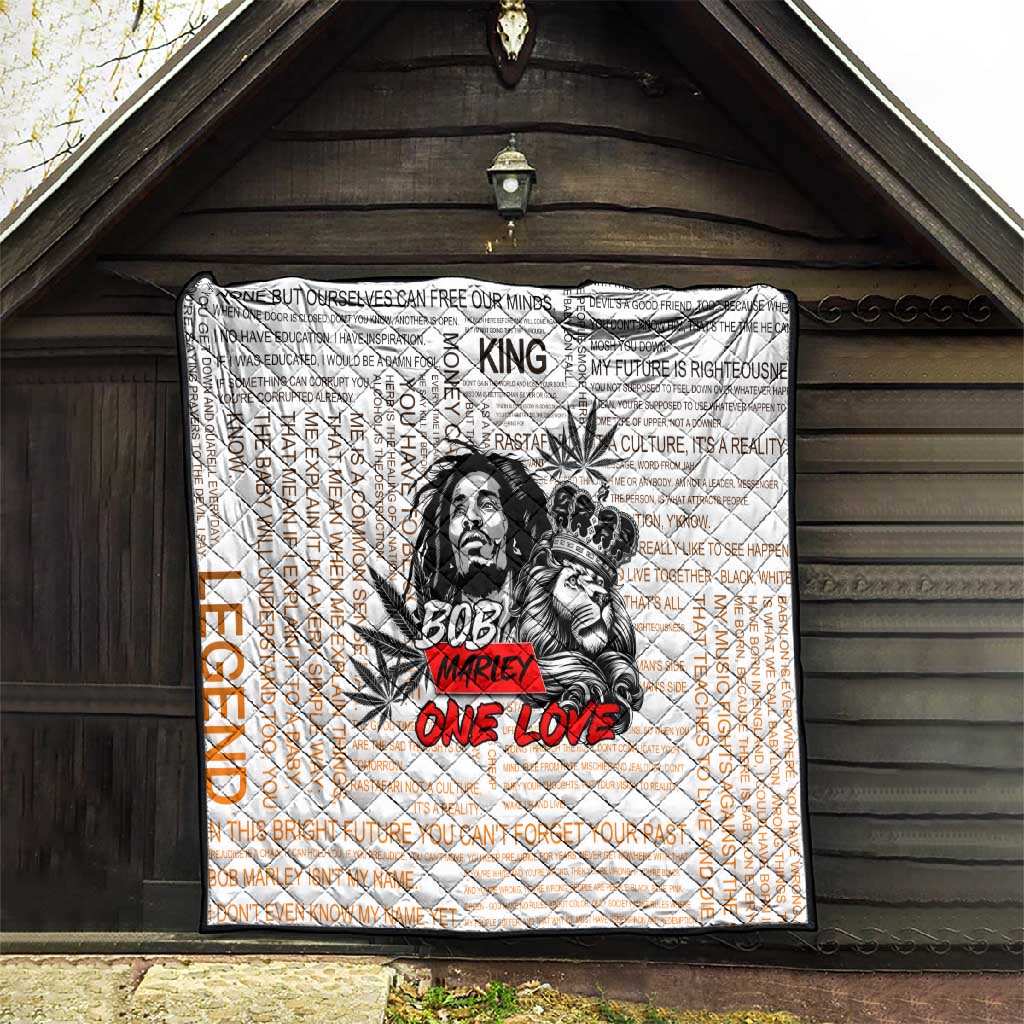 Afro King of Reggae Legend Bob Quilt Rastafari Lion Cannabis Typography Style