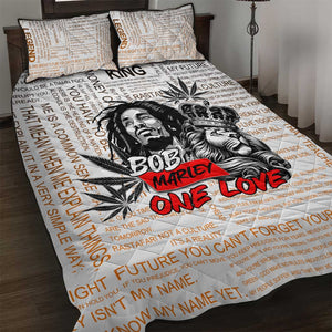 Afro King of Reggae Legend Bob Quilt Bed Set Rastafari Lion Cannabis Typography Style