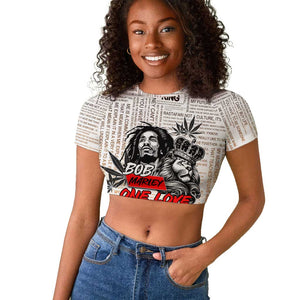 Afro King of Reggae Legend Bob Raglan Cropped T shirt Rastafari Lion Cannabis Typography Style