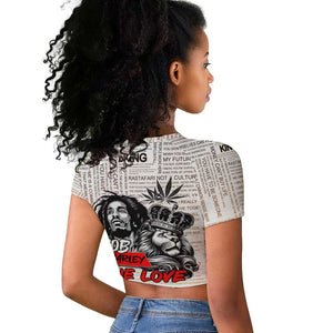 Afro King of Reggae Legend Bob Raglan Cropped T shirt Rastafari Lion Cannabis Typography Style