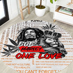 Afro King of Reggae Legend Bob Round Carpet Rastafari Lion Cannabis Typography Style