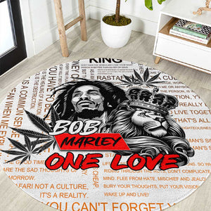 Afro King of Reggae Legend Bob Round Carpet Rastafari Lion Cannabis Typography Style