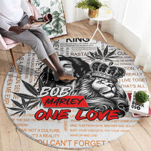 Afro King of Reggae Legend Bob Round Carpet Rastafari Lion Cannabis Typography Style