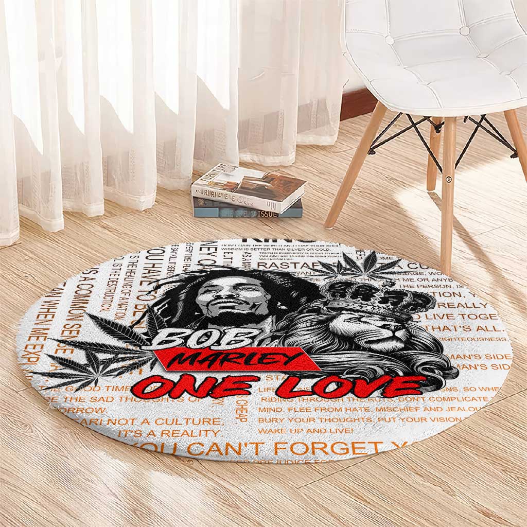 Afro King of Reggae Legend Bob Round Carpet Rastafari Lion Cannabis Typography Style