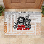 Afro King of Reggae Legend Bob Rubber Doormat Rastafari Lion Cannabis Typography Style