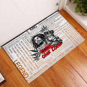 Afro King of Reggae Legend Bob Rubber Doormat Rastafari Lion Cannabis Typography Style