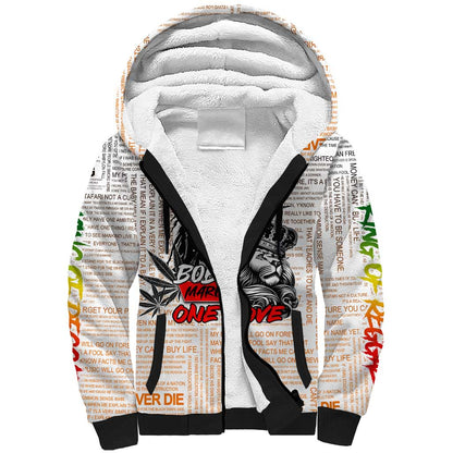 Afro King of Reggae Legend Bob Sherpa Hoodie Rastafari Lion Cannabis Typography Style