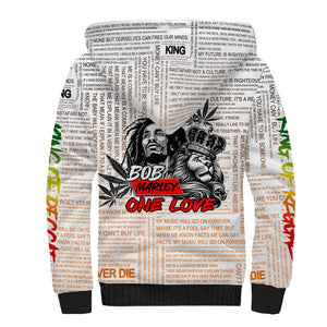 Afro King of Reggae Legend Bob Sherpa Hoodie Rastafari Lion Cannabis Typography Style