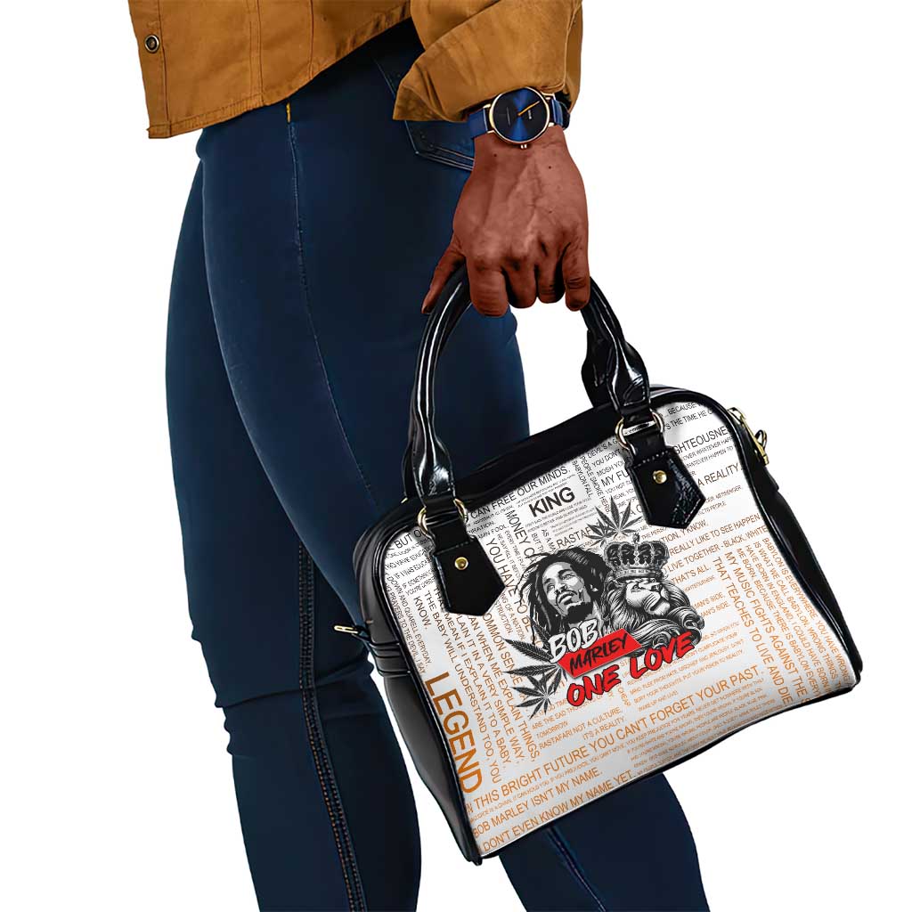 Afro King of Reggae Legend Bob Shoulder Handbag Rastafari Lion Cannabis Typography Style