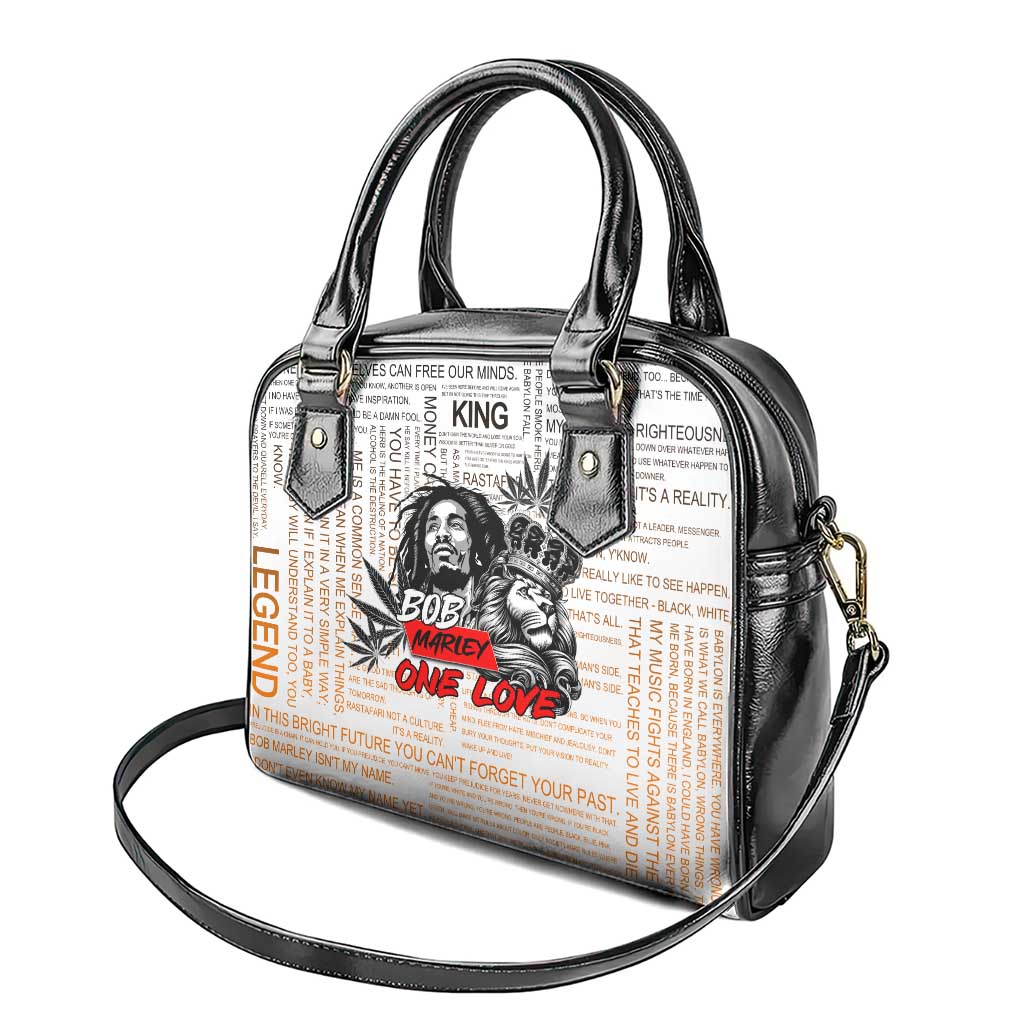 Afro King of Reggae Legend Bob Shoulder Handbag Rastafari Lion Cannabis Typography Style