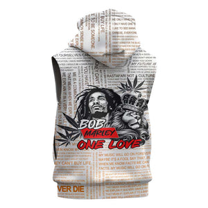 Afro King of Reggae Legend Bob Sleeveless Hoodie Rastafari Lion Cannabis Typography Style - African Pride