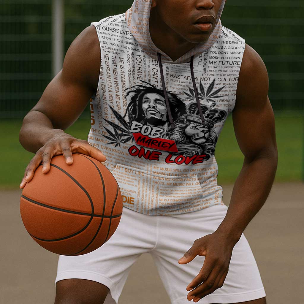 Afro King of Reggae Legend Bob Sleeveless Hoodie Rastafari Lion Cannabis Typography Style - African Pride