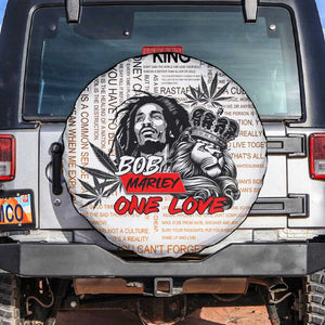 Afro King of Reggae Legend Bob Spare Tire Cover Rastafari Lion Cannabis Typography Style