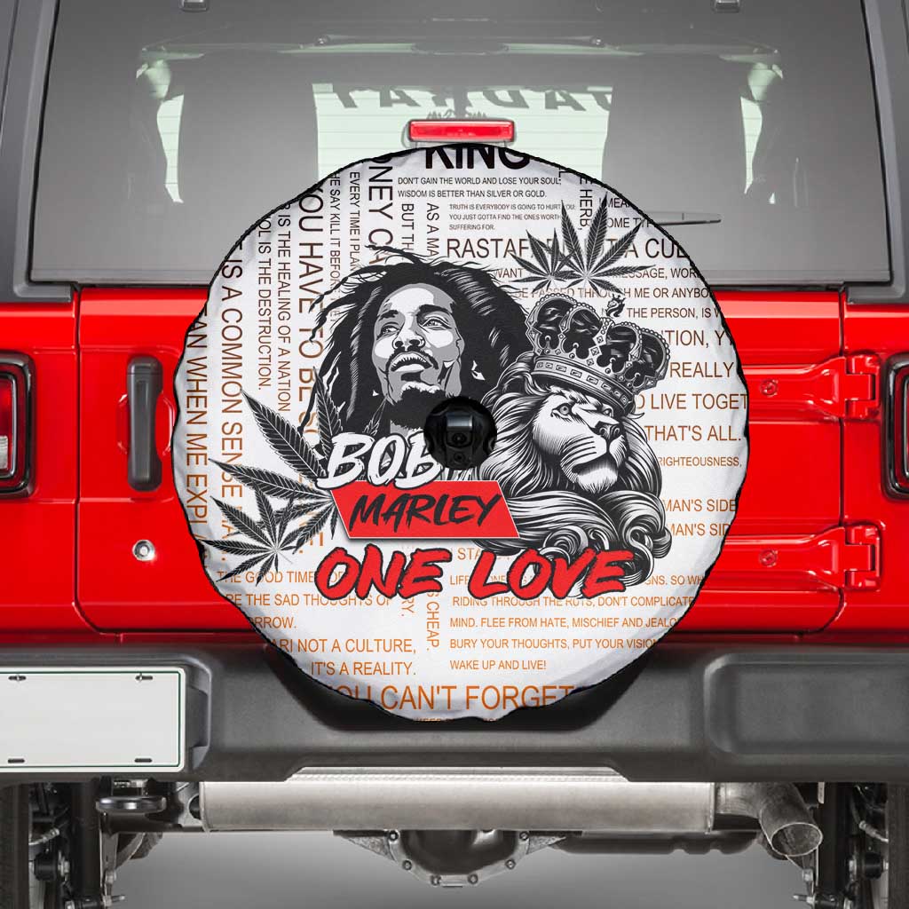 Afro King of Reggae Legend Bob Spare Tire Cover Rastafari Lion Cannabis Typography Style