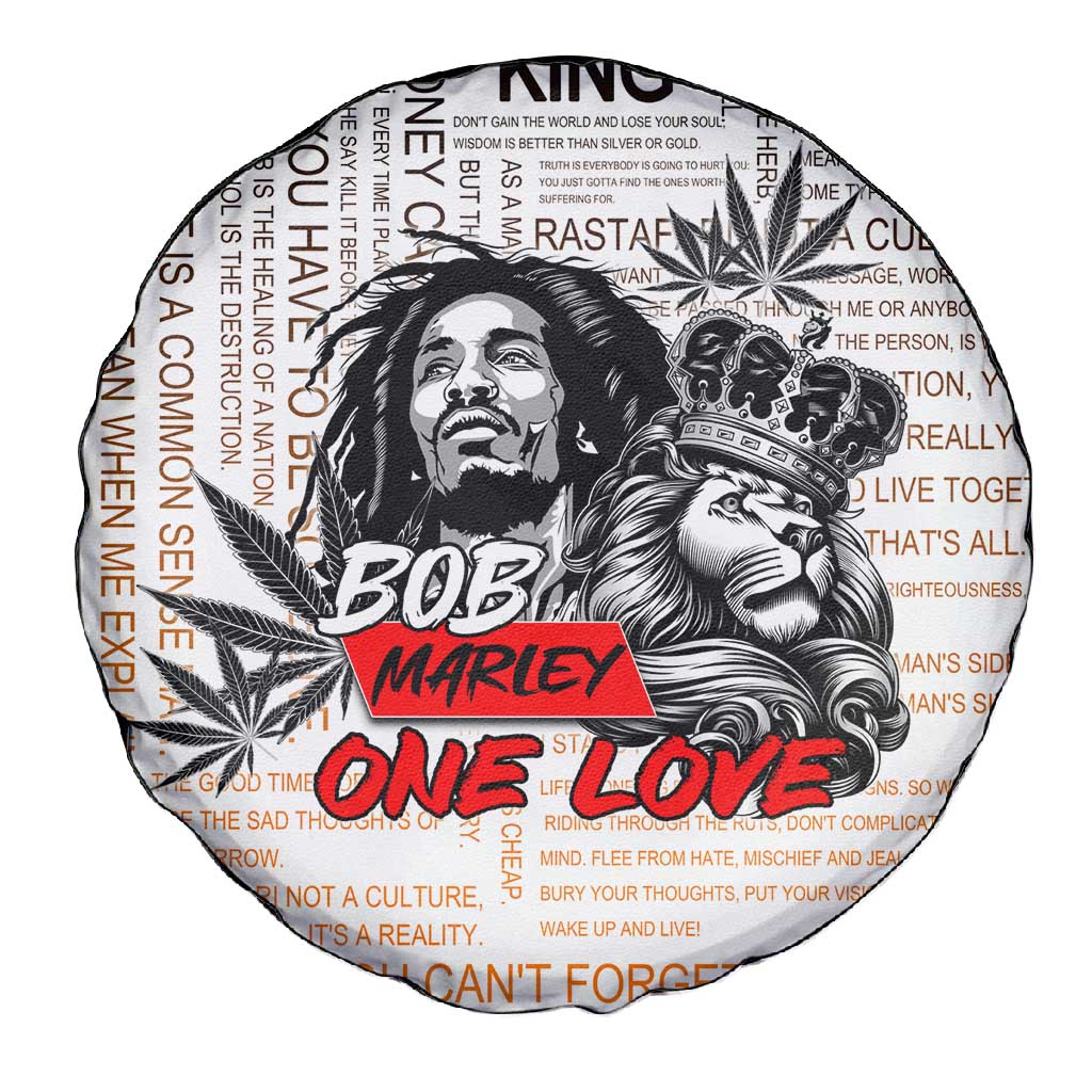Afro King of Reggae Legend Bob Spare Tire Cover Rastafari Lion Cannabis Typography Style