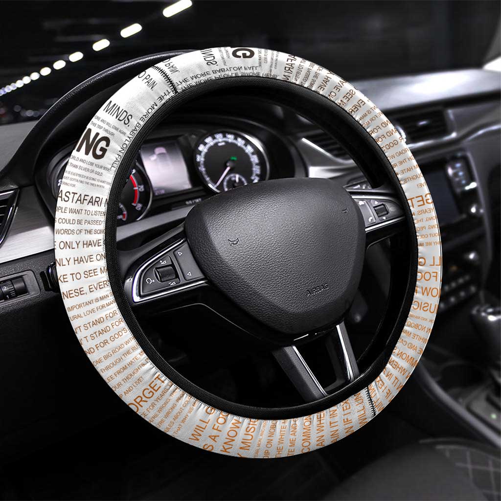 Afro King of Reggae Legend Bob Steering Wheel Cover Rastafari Lion Cannabis Typography Style