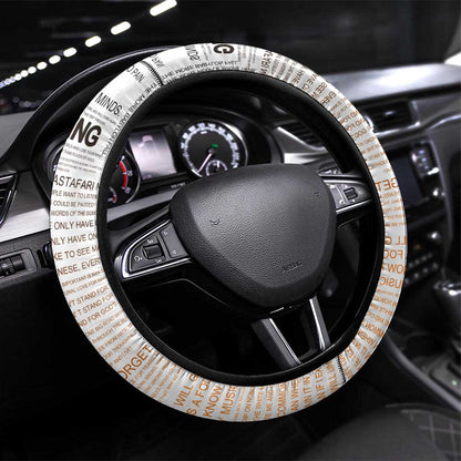 Afro King of Reggae Legend Bob Steering Wheel Cover Rastafari Lion Cannabis Typography Style