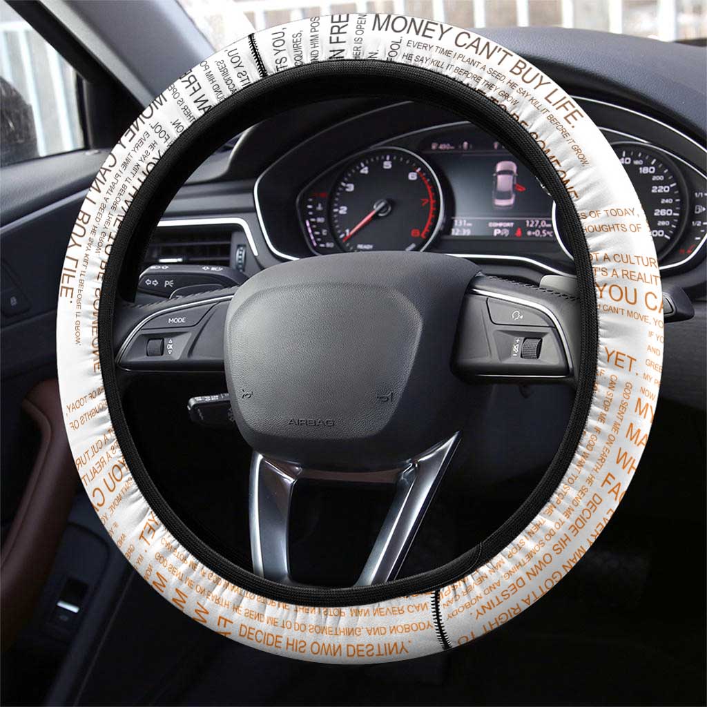 Afro King of Reggae Legend Bob Steering Wheel Cover Rastafari Lion Cannabis Typography Style