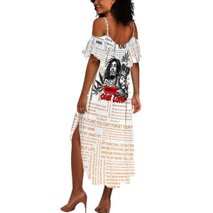 Afro King of Reggae Legend Bob Summer Maxi Dress Rastafari Lion Cannabis Typography Style