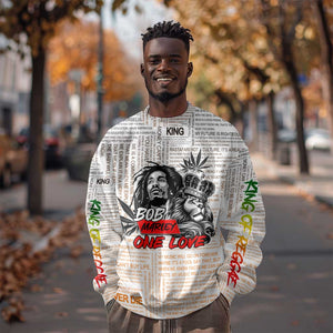 Afro King of Reggae Legend Bob Sweatshirt Rastafari Lion Cannabis Typography Style