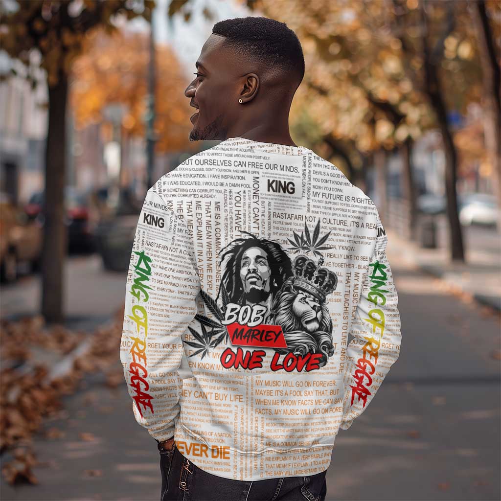 Afro King of Reggae Legend Bob Sweatshirt Rastafari Lion Cannabis Typography Style