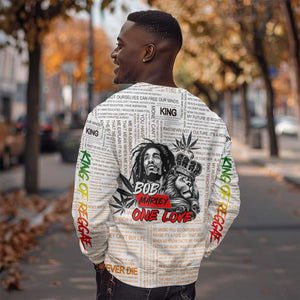 Afro King of Reggae Legend Bob Sweatshirt Rastafari Lion Cannabis Typography Style