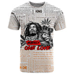 Afro King of Reggae Legend Bob T shirt Rastafari Lion Cannabis Typography Style