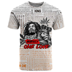 Afro King of Reggae Legend Bob T shirt Rastafari Lion Cannabis Typography Style