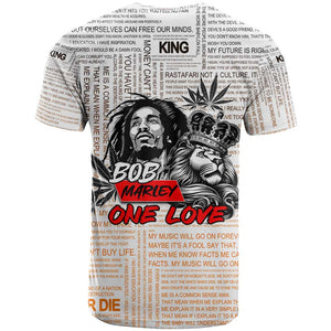 Afro King of Reggae Legend Bob T shirt Rastafari Lion Cannabis Typography Style