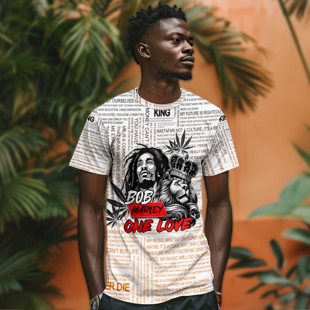 Afro King of Reggae Legend Bob T shirt Rastafari Lion Cannabis Typography Style