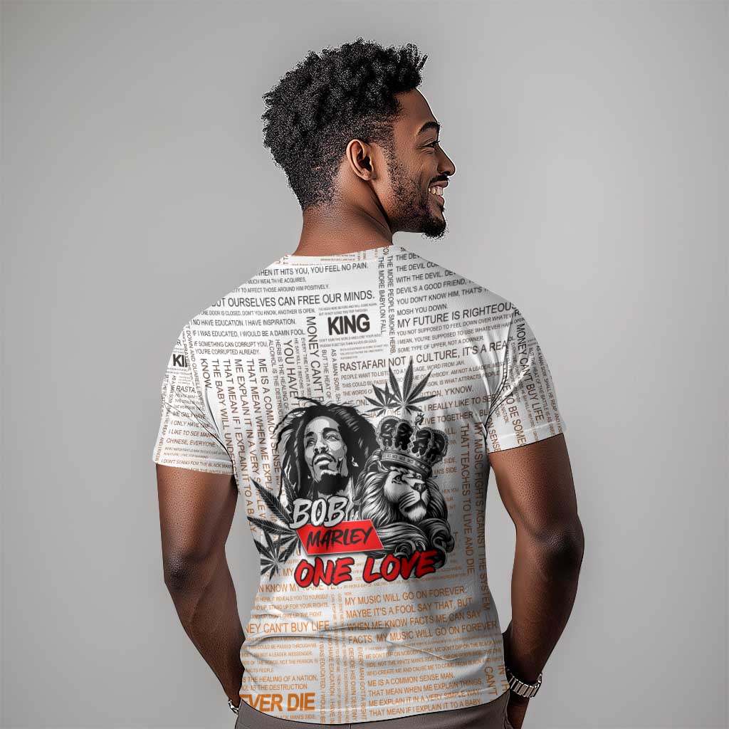 Afro King of Reggae Legend Bob T shirt Rastafari Lion Cannabis Typography Style