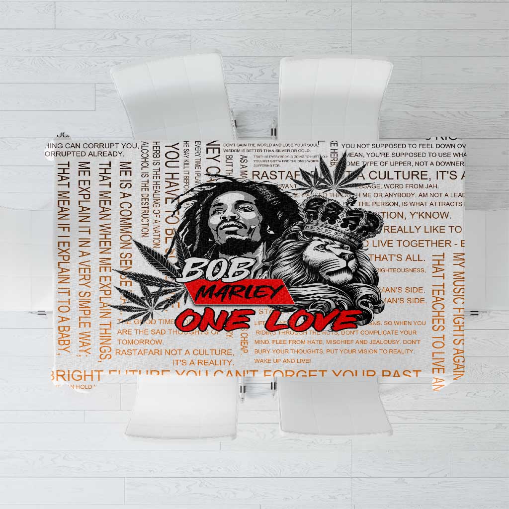 Afro King of Reggae Legend Bob Tablecloth Rastafari Lion Cannabis Typography Style