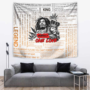 Afro King of Reggae Legend Bob Tapestry Rastafari Lion Cannabis Typography Style