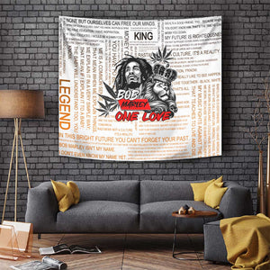 Afro King of Reggae Legend Bob Tapestry Rastafari Lion Cannabis Typography Style