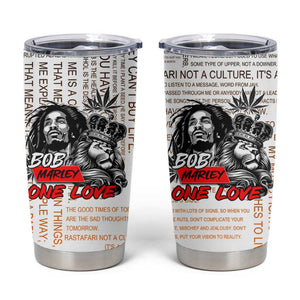 Afro King of Reggae Legend Bob Tumbler Cup Rastafari Lion Cannabis Typography Style