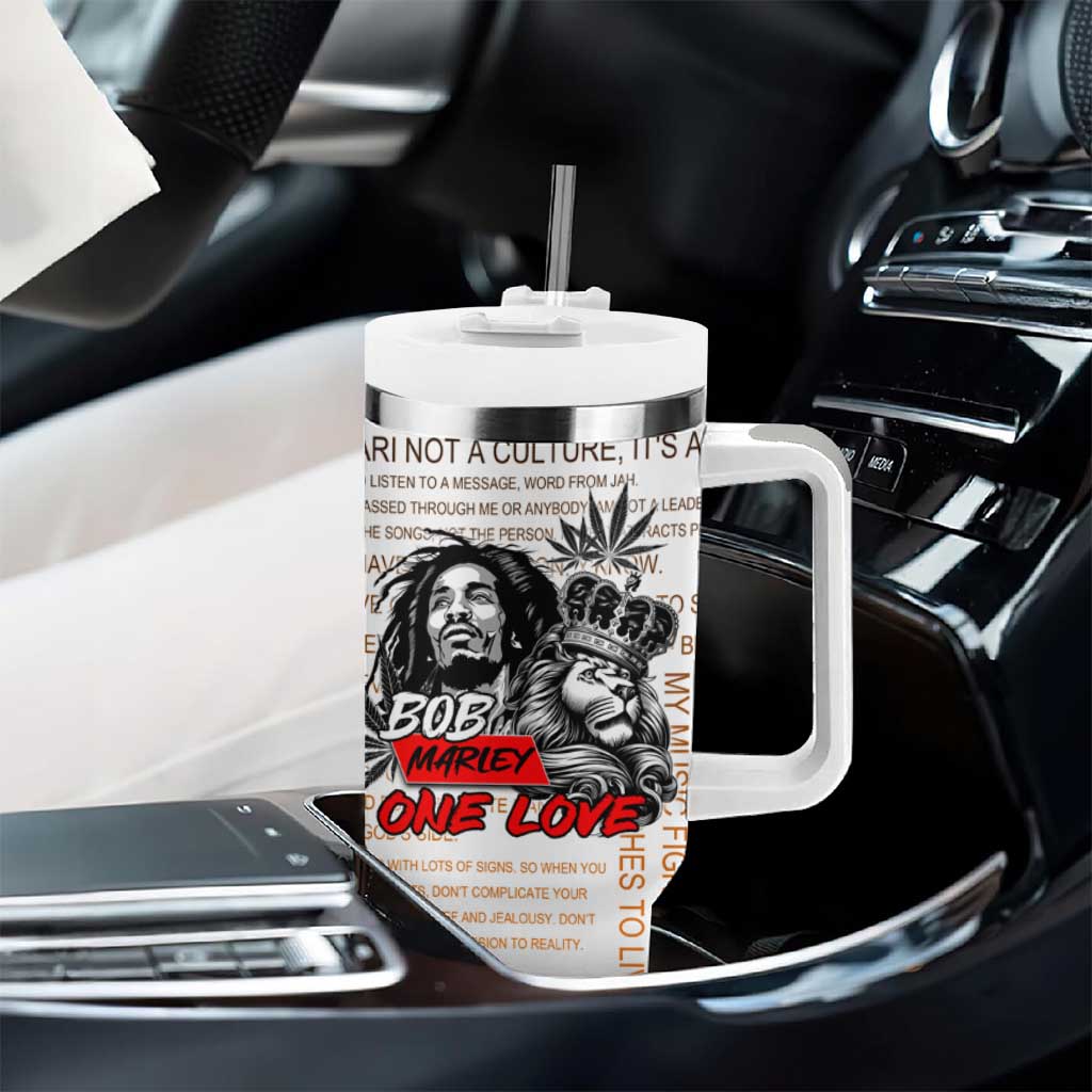 Afro King of Reggae Legend Bob Tumbler With Handle Rastafari Lion Cannabis Typography Style