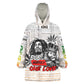 Afro King of Reggae Legend Bob Wearable Blanket Hoodie Rastafari Lion Cannabis Typography Style