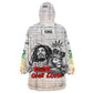 Afro King of Reggae Legend Bob Wearable Blanket Hoodie Rastafari Lion Cannabis Typography Style
