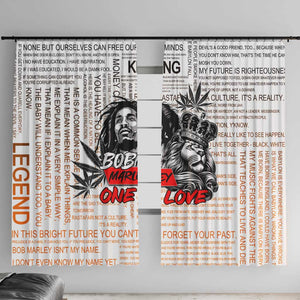Afro King of Reggae Legend Bob Window Curtain Rastafari Lion Cannabis Typography Style