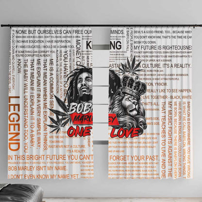 Afro King of Reggae Legend Bob Window Curtain Rastafari Lion Cannabis Typography Style