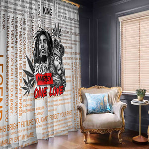 Afro King of Reggae Legend Bob Window Curtain Rastafari Lion Cannabis Typography Style