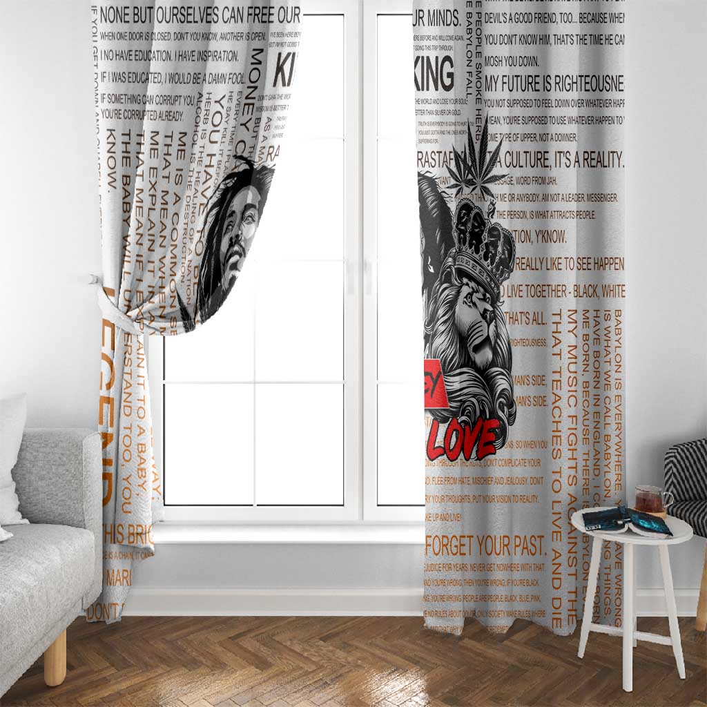 Afro King of Reggae Legend Bob Window Curtain Rastafari Lion Cannabis Typography Style