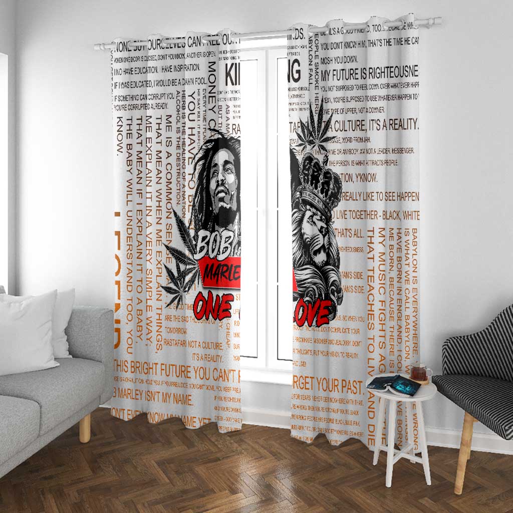 Afro King of Reggae Legend Bob Window Curtain Rastafari Lion Cannabis Typography Style