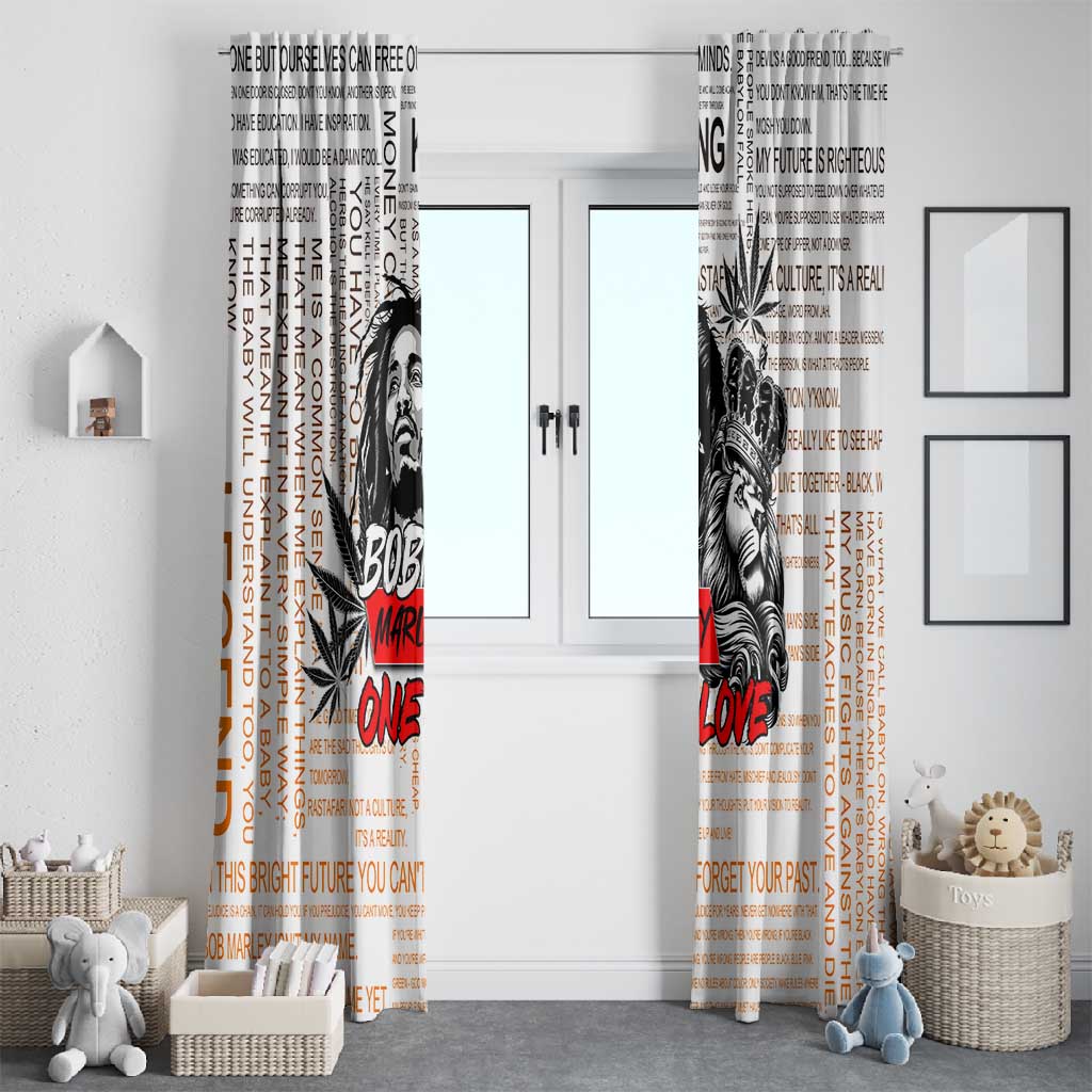 Afro King of Reggae Legend Bob Window Curtain Rastafari Lion Cannabis Typography Style