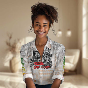 Afro King of Reggae Legend Bob Women Casual Shirt Rastafari Lion Cannabis Typography Style