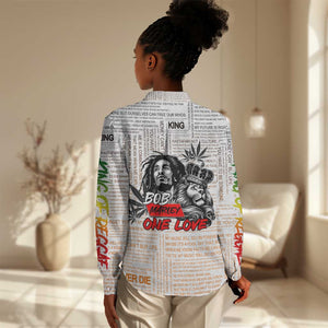 Afro King of Reggae Legend Bob Women Casual Shirt Rastafari Lion Cannabis Typography Style