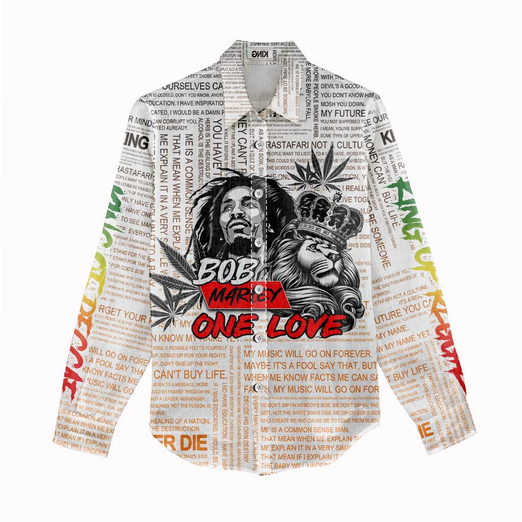 Afro King of Reggae Legend Bob Women Casual Shirt Rastafari Lion Cannabis Typography Style