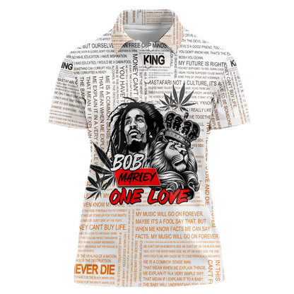 Afro King of Reggae Legend Bob Women Polo Shirt Rastafari Lion Cannabis Typography Style