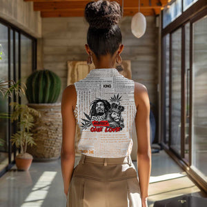 Afro King of Reggae Legend Bob Women Sleeveless Polo Shirt Rastafari Lion Cannabis Typography Style